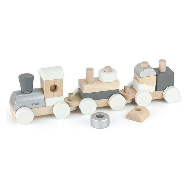 Viga Toys Holzreihe mit Toys + Klocki-Zugwagen (51611)