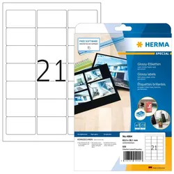 HERMA Etiketten A4 63,5x38,1 mm weiß Papier glänzend 525 St.