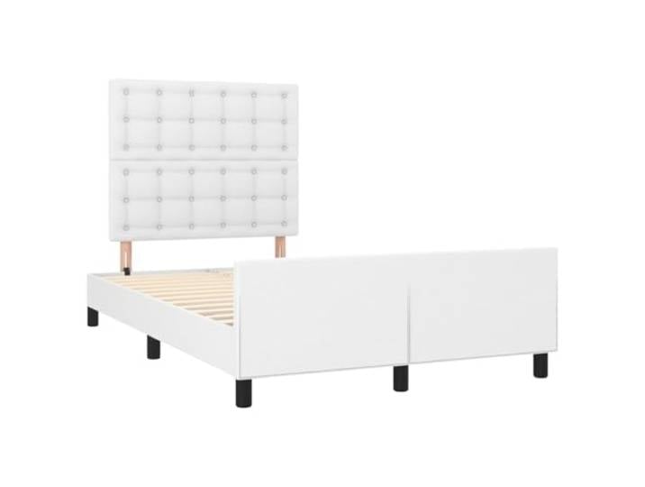 KTHLBRH Bettgestell ohne Matratze weiß 120 x 190 cm Kunstleder Verstellbares Kopfteil, Lattenrost inklusive, leicht zu reinigen, Rückenunterstützung