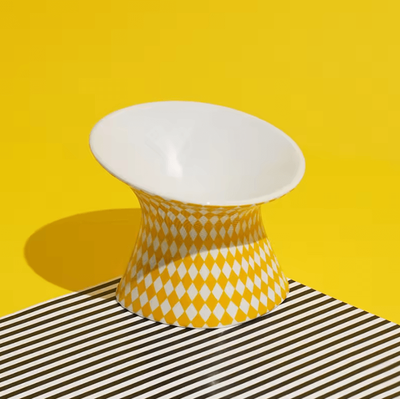 Inspire Curations ElevaBowl Ceramic Pet Feeding Set yellow