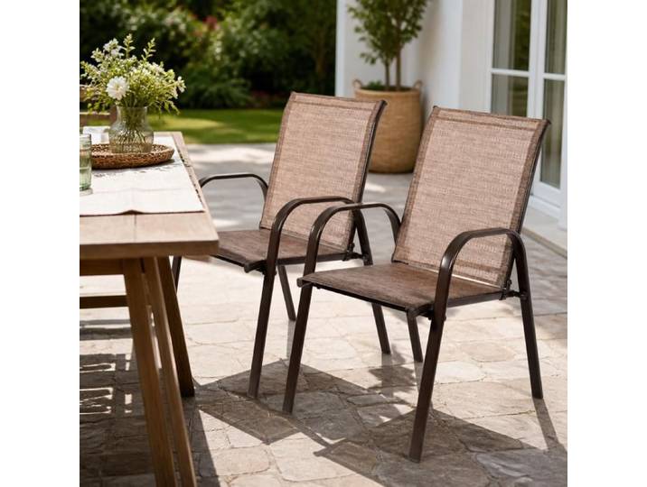 Chaise de terrasse - PAGE LIVING - PAGE Living - Lot de 2 - Accoudoirs incurvés - Tissu respirant