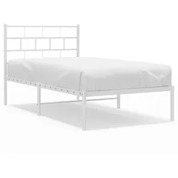 vidaXL Metallbett ohne Matratze mit Kopfteil Weiß 75x190 cm