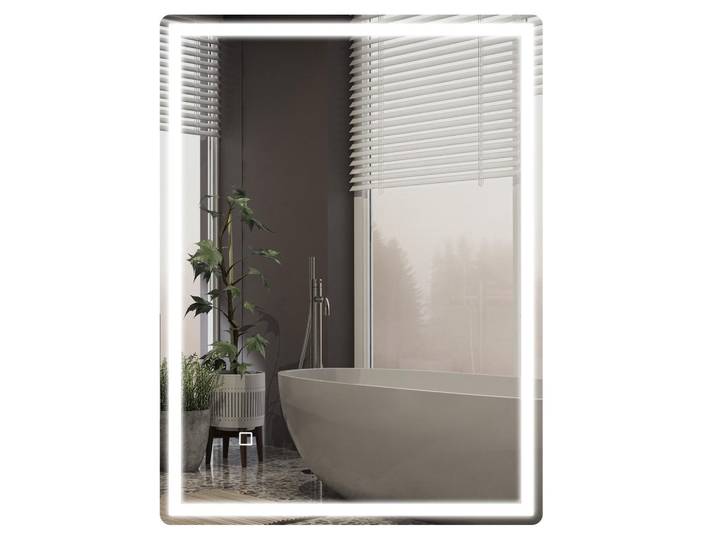 ComfortXL Badspiegel De-09277 Led, dimmbar & Anti-Beschlag Weiß, Silberfarben, Glas, 60x4x80 cm, Badezimmer, Badezimmerspiegel, Badspiegel