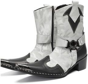 LightInthebox Men's Genuine Leather Western Boots, Bold American Flag Design for Music Festival
