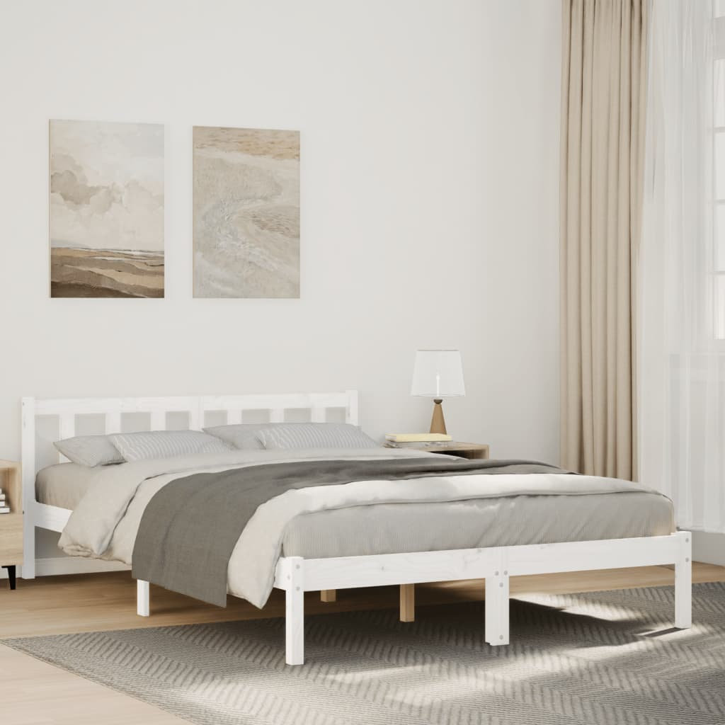 Rosalind Wheeler Deron Solid Wood Bed Frame white 160 x 210 cm