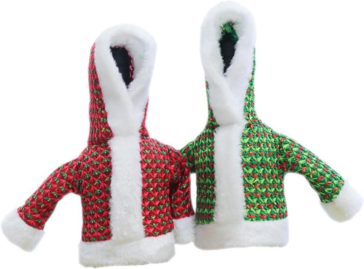 Set van 2 kerstwijnfleshoezen voor tafeldecoratie in diverse kleuren