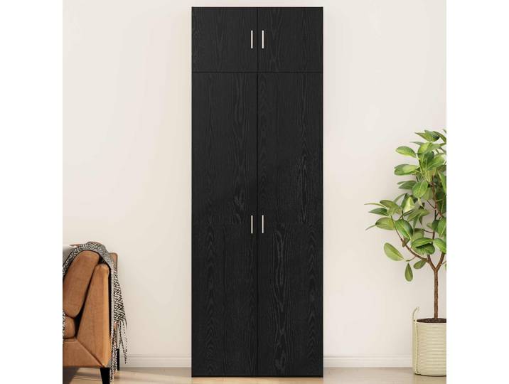 vidaXL Armoire de rangement\, 3 pièces\, noire\, imitation chêne