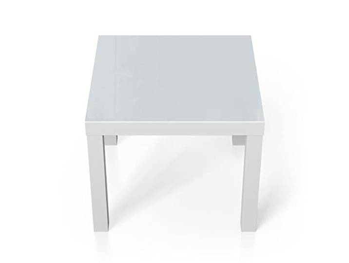 DEQORI Glastisch weiß klein 55x55 cm Unifarben - Hellgrau ausgefallener Beistelltisch aus Glas Hochglanz Couchtisch fürs Wohnzimmer moderner Couch Tisch mit Design