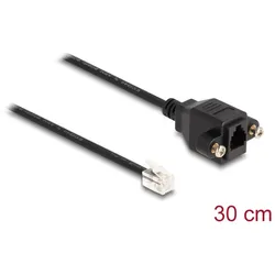 DeLOCK Kabel RJ10 Stecker zu RJ10 Buchse zum Einbau 30 cm schwarz