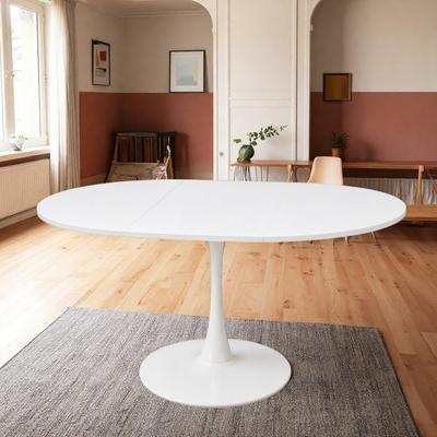 ZWYO HOSIMU "Extendable Round-to-Oval Dining Table, 42"" to 57"" Tulip Kitchen Table with Metal Pedestal"