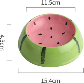 Inspire Curations FruityPaws Ceramic Cat Bowl For Cats & Small Dogs watermelon Bowl