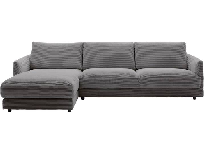 Ecksofa, 292x170 cm, Cord, Grau & Schwarz, Longchair Links, Modern, Schöner Wohnen-Kollektion