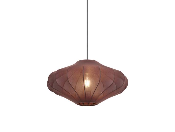 Japandi hanglamp bruin met stoffen kap 50cm - Plu