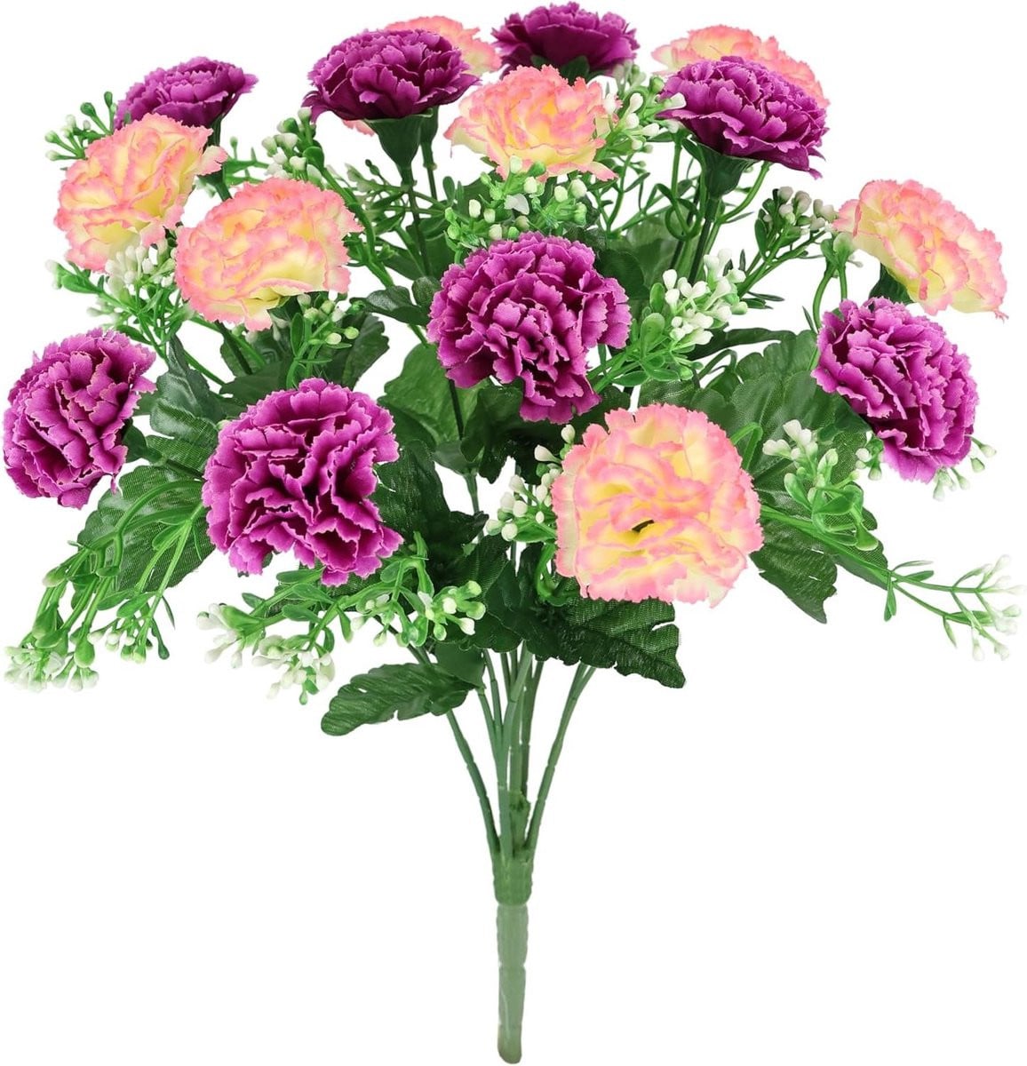 Roze kunstbloemen boeket van zijde voor woonkamer decoratie, 38 cm