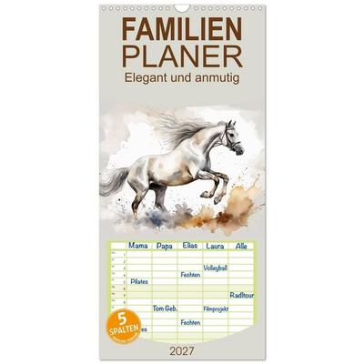 Familienplaner 2027 - Elegant und anmutig mit 5 Spalten (Wandkalender, 21 x 45 cm) CALVENDO