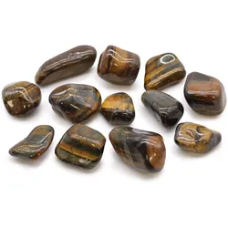 Bag of 12 Medium African Tumble Stones - Tigers Eye - Varigated