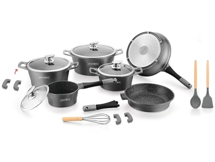 Royalty Line 3 in 1 Multi-Küchenmaschine, 17-teiliges Set, Grau
