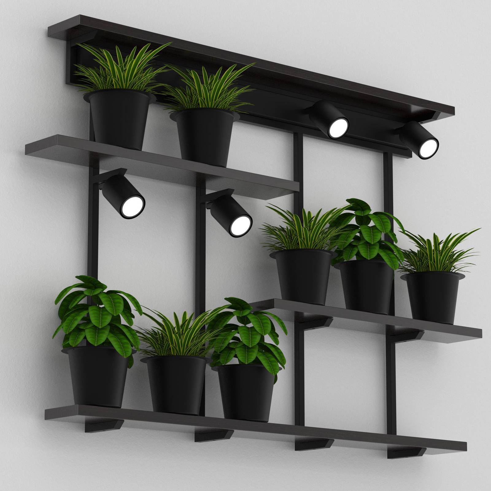Wandlampe Shelf Luminex, dimmbar, schwarz, für Wohn- / Esszimmer, Holz, Modern, Wandleuchte, Wandlampe Innen