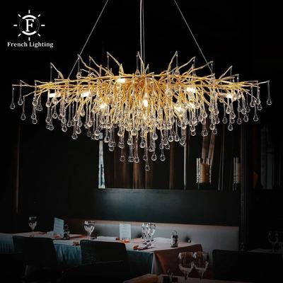Uplifted Finds Nordic Luxury Gold K9 Crystal Chandelier   Modern LED Chandelier Fixture length 150cm pendant gold Body warm White