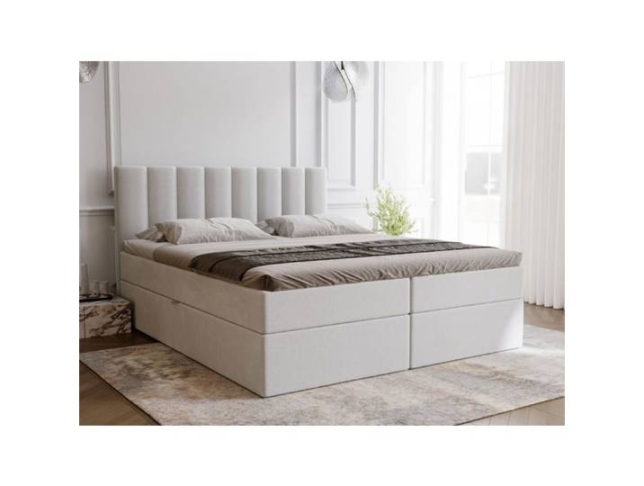 Lit complet - avec matelas - lit adulte - velours - gris clair - Mocca 180x200