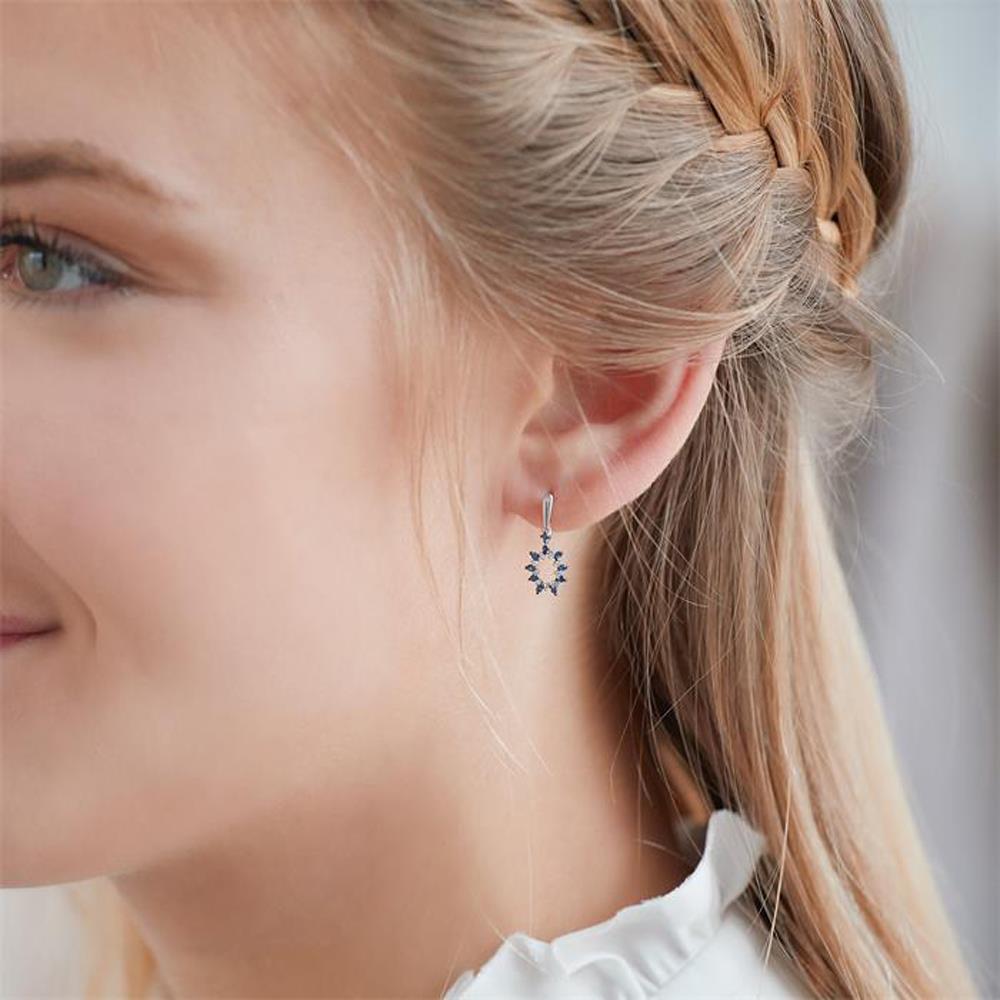 Unique Diamant Ohrstecker 585er Gold Saphire 0,31 ct. blau