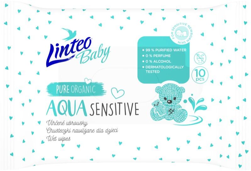 Linteo Baby Aqua Sensitive lingettes douces pour bébé 10 pcs