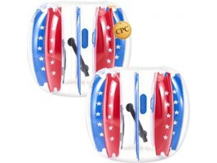 VEVOR Bulle Bubble Foot Gonflable 1,2 m 2PCs, Bumper Ball en PVC Épais, Costume de Bubble Foot pour Activités de Plein Air, Transparente Bleue Rouge, Bulle Humaine Pare-chocs Sumo, avec Poignées