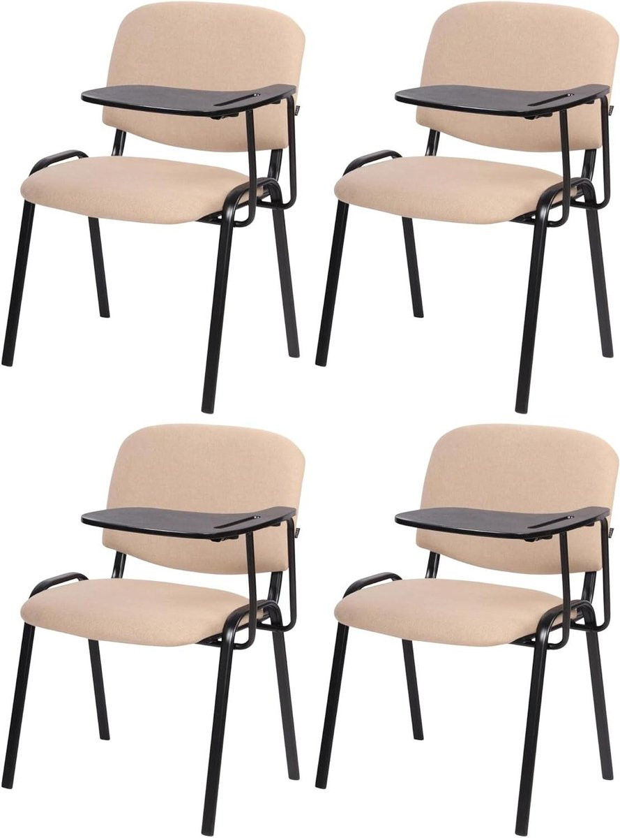 Set van vier inklapbare stoelen met tafel in crème, Hoogte: 81 cm