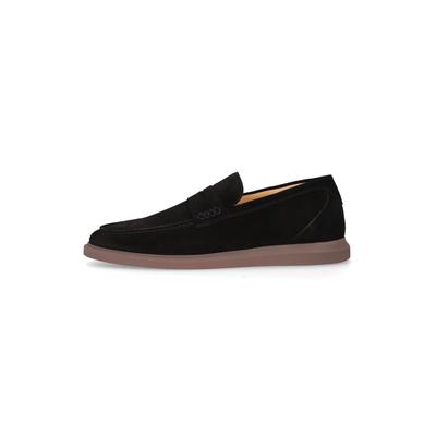 Loafer HENRY STEVENS "Elia PL2", Herren, Gr. 44, schwarz, Kalbsvelours, Schuhe Loafer