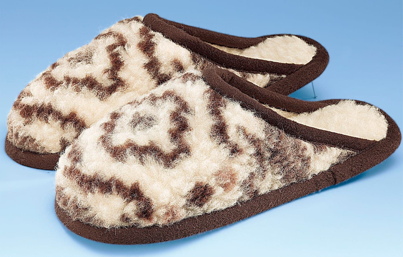Pantoffel, Damen, Gr. 44/45, braun (braun, gemustert), Schuhe Pantoffel