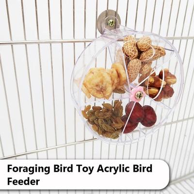 Inspired Living Ultimate Foraging Wheel Bird Toy Rotate & Feed Parrot Activity Kit clear