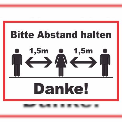 HB-Druck Bitte 1,5 m Absatnd halten Schild A5 (148x210mm)