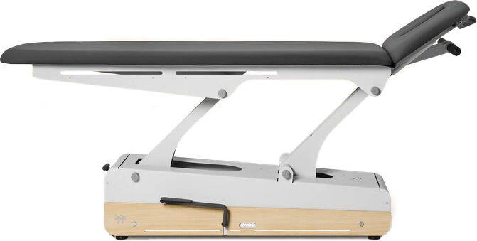 Marquesa hidráulica Swop 2 Pró Hydro Physio: com cabeça com dois pistões, duas alavancas para regular altura e 4 rodas com giro 360º. SEM LED