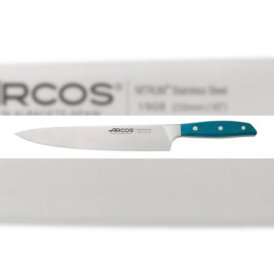 Arcos Serie Brooklyn - Kochmesser - Klinge aus Nitrum geschmiedetem Edelstahl 250 mm - HandGriff Micarta Farbe Blau (Seiden klinge)
