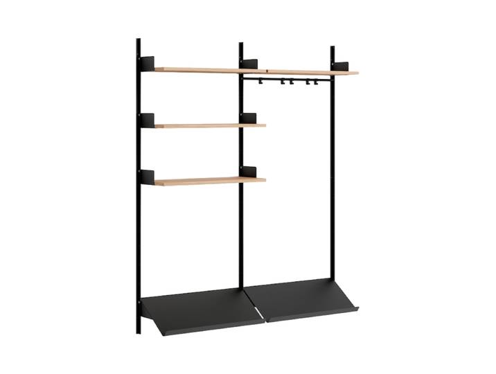 Modulare Design Wandgardarobe „New Works Wardrobe III“ Eiche / Schwarz