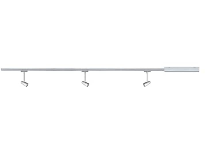 Paulmann 95459 Kit URail Barelli\, max. 3x10W\, GU10\, Chrome mat/Chrome\, 230V\, Métal/Synthétique\, 1m