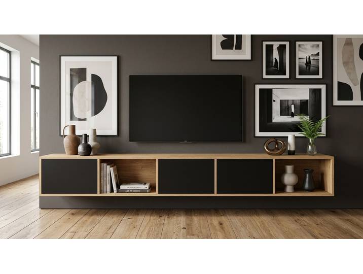 Lowboard mit Wandhalterung – TV-Board - Wandkommode MDF Beschichtet MDF Weiß matt
