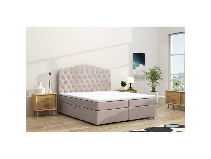 Lit Miriam 180 x 200cm Velours Beige/Beige Hêtre