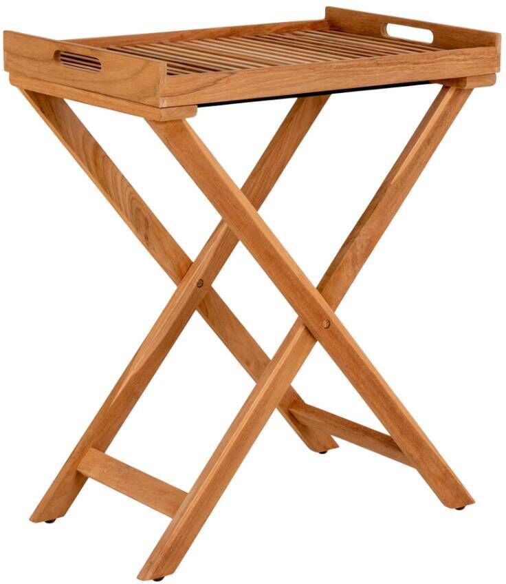 Pharao24.de Beistelltisch Klapptisch aus Teak Massivholz mit X Gestell
