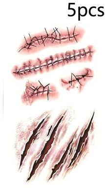 Uplifted Finds Waterproof Bloody Halloween Scar & Wound Temporary Tattoo Stickers d 5 Pcs
