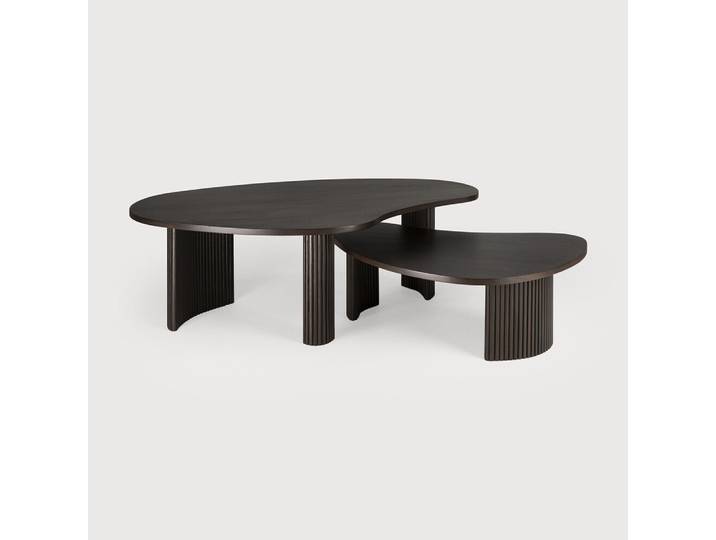 Ethnicraft Organische Salontafel Boomerang Mahoniehout, set van 2 stuks - Donkerbruin