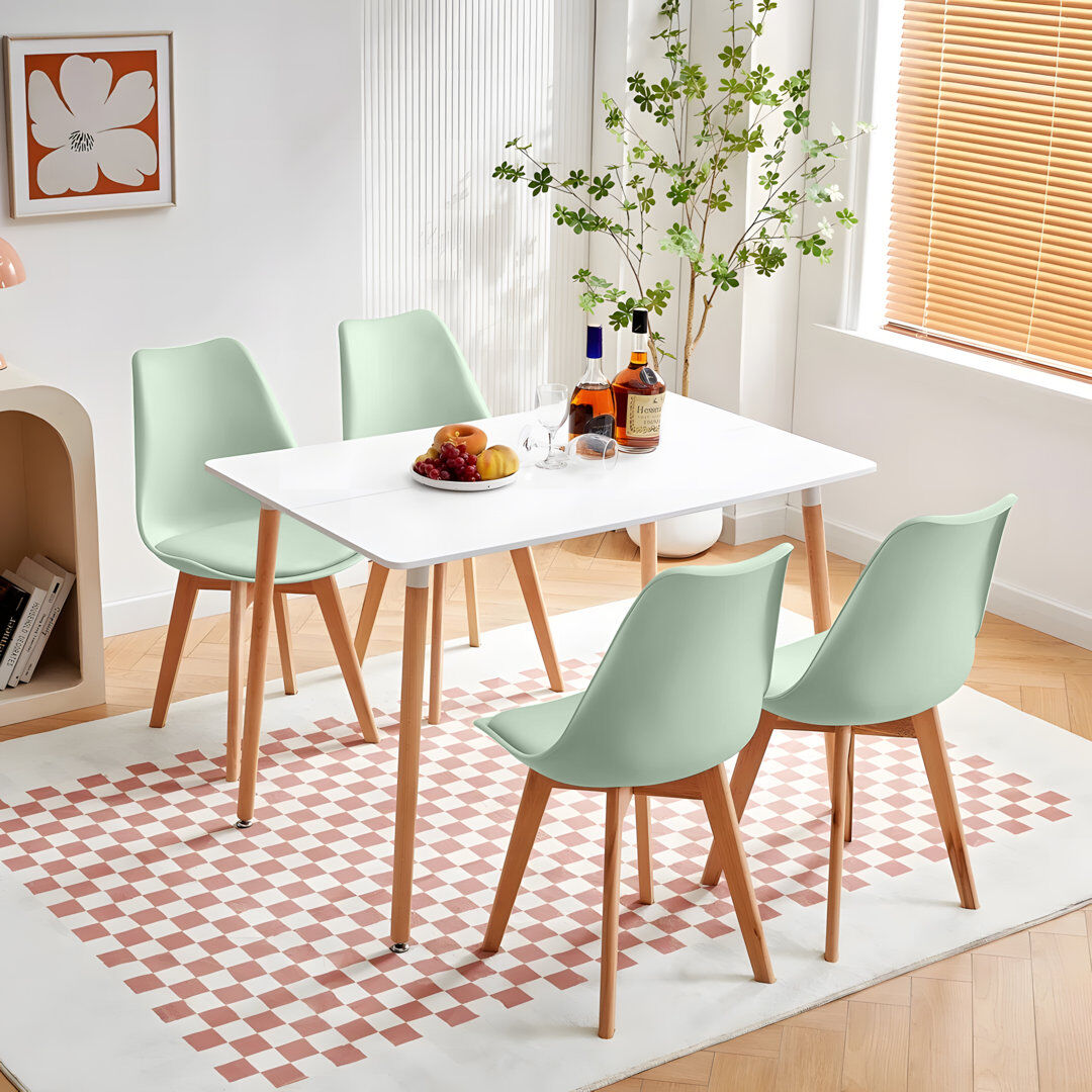 Hykkon Nero 4 -Person Dining Set White/Tea Green 4