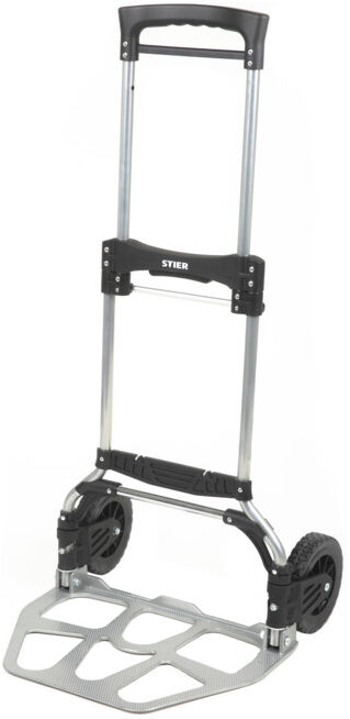 Diable repliable STIER, capacité de charge 120 kg, aluminium, 6.2 kg, réglage en hauteur, chariot de transport (903475)