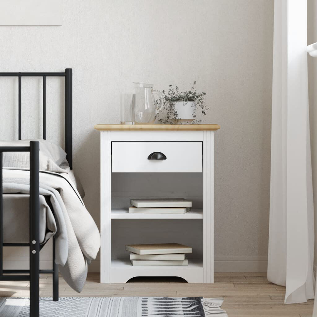 Marlow Home Co. vidaXL Bedside Cabinet Bedroom Side Table End Table Bedstand Solid Wood Pine Brown 67cm H X 53cm W X 38.5cm D