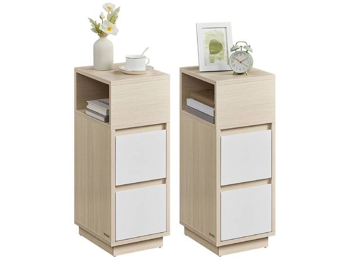 2 Nachttische-Set SONGMICS SADY 30x25x65cm natürliches holz melamin