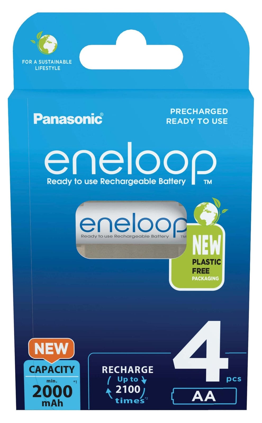 Panasonic Eneloop Mignon AA Oplaadbare Batterijen, 2000mAh, Ni-MH, 4 stuks