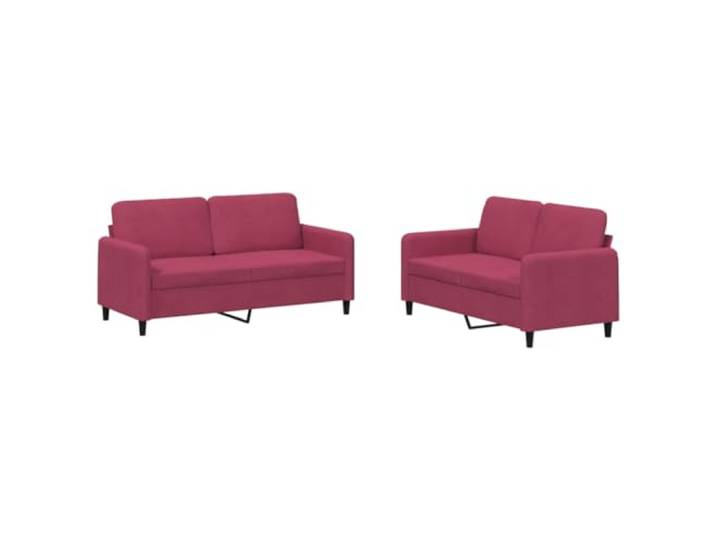 Coespram 2-tlg. Sofagarnitur Samt 2-Sitzer Sofa Set Weinrot Edles Polstermoebel Set fuer Wohnzimmer und Gaestezimmer, inklusive 4 weichen Kissen fuer entspannte Stunden zu zweit.