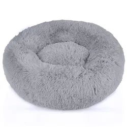 Intirilife Haustierbett in Grau Durchmesser 100 cm (Hund, Katze), Hundebett + Katzenbett