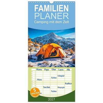 Familienplaner 2027 - Camping mit dem Zelt mit 5 Spalten (Wandkalender, 21 x 45 cm) CALVENDO