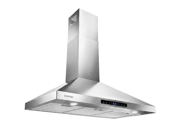 Afzuigkap 90 cm Roestvrijstalen Afzuigkap met 8 Vermogensniveaus Dimbare Verlichting en Actieve Koolfilters